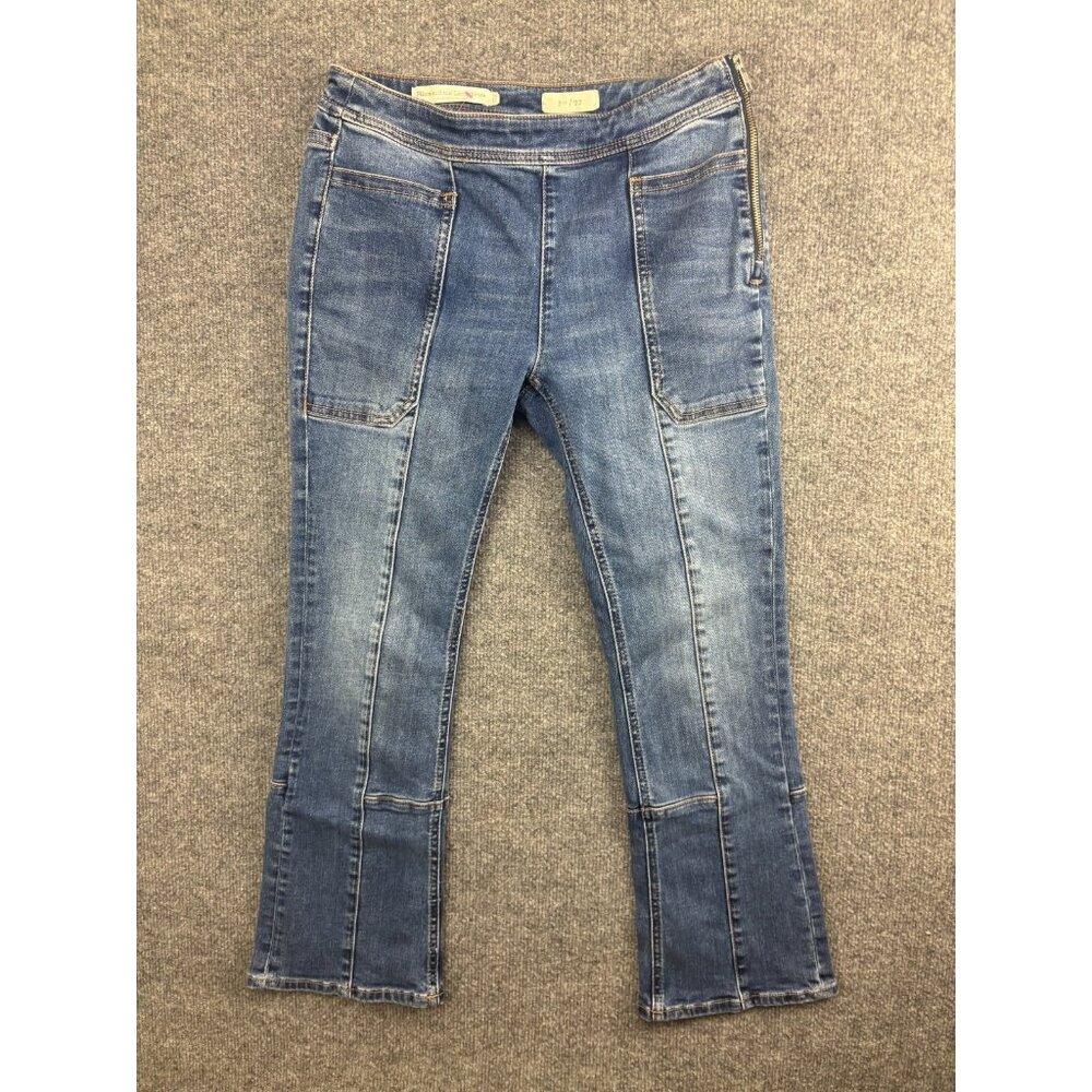 Pilcro And The Letterpress Cropped Boot Cut Front Seam Jeans Womens 27 Boho Blue